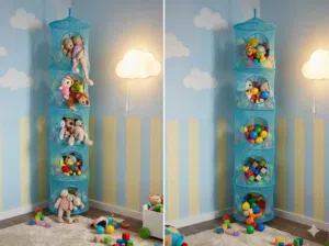 شبكة تخزين ألعاب معلقة 6 طبقات (IKEA Style) - ترتيب مثالي للغرفة يوفر مساحة كبيرة وشكل جميل
