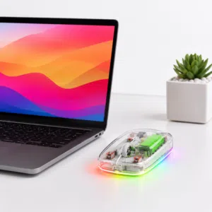 خلّي شغلك أرتب مع الماوس الشفاف الأنيق!  بلوتوث + 2.4GHz لربط سريع وسهل مع مختلف الأجهزة