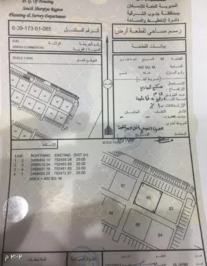 للبيع ارض سكنية تجارية مساحه 400 متر على الشارع العام عند قيادة الشرطة السعر 40 الف