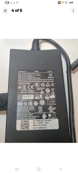 شاحن لابتوب ديل 65 واط راسيه تايب سي type C شاحن لابتوب ديل 130 واط رأسيه دائريه عريضه