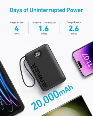 باور بانك Anker سعة 20,000mAh (بقوة 22.5W) – طاقة لا تنتهي بمواصفات متكاملة!