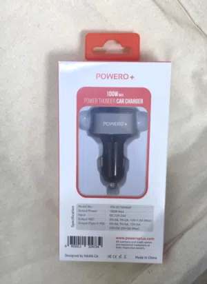 Powero+ 100w Max PowerThunder Car Charger PR-GC100WQP & Powerology Car Charger With USB-C Cable Trip