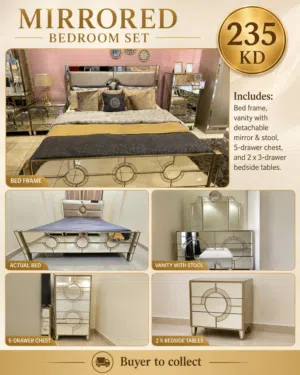 Luxury Mirrored Champagne Gold Bedroom Set
