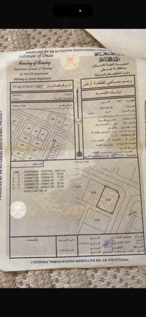 Residential Land for Sale in Al Wustaa Mahut
