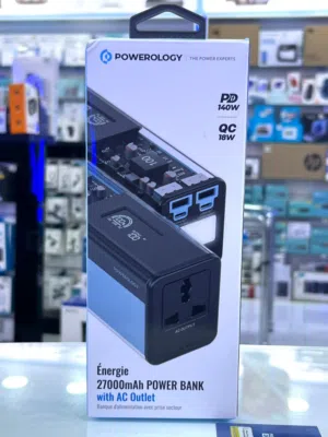 Powerology Énergie 27000mAh Power Bank with AC Outlet - Black