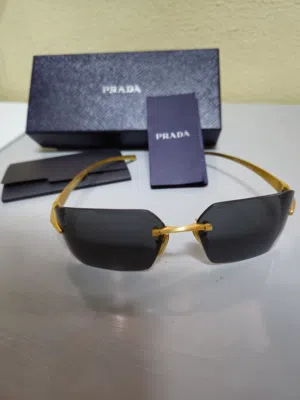 Prada SPR A55 Gold Rimless Sunglasses