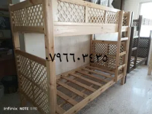 تخت طابقين عسلي  امكانيه اضافة تخت من الاسفل  تخوت واسره سرير مفرد من أحسن أنوع الخشب الصلد خشب سويد