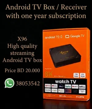 Android TV box/Receiver with one year apps subscription