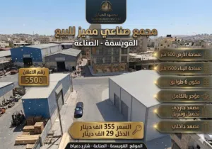 رقم الاعلان (5500) فرصة استثمارية ذهبية: مجمع صناعي مميز في قلب القويسمة