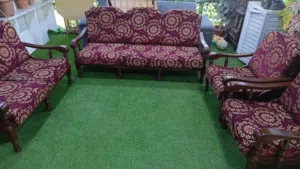 طقم مورس خشب زان تفصيل سبع مقاعد  فرش واسفنج شبه وكاله استخدام خفيف  دهان جديد