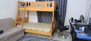Solid Wood Twin-over-Full Bunk Bed with Integrated Ladder