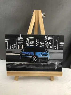 Bugatti Chiron mini painting (frame) with wooden easel