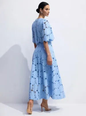 Sunfere Madeline Lace Embroidered Top & Maxi Skirt Set - Brand New