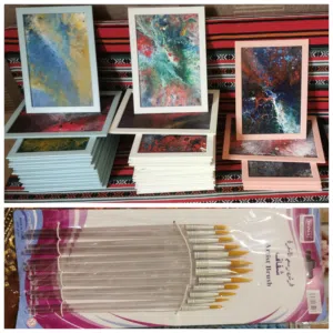 Assorted Hand Paintings & Paintbrushes