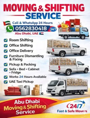 Movers & Packers Abu Dhabi moving  Pick up For 24 hour I have 1ton and 3ton tr