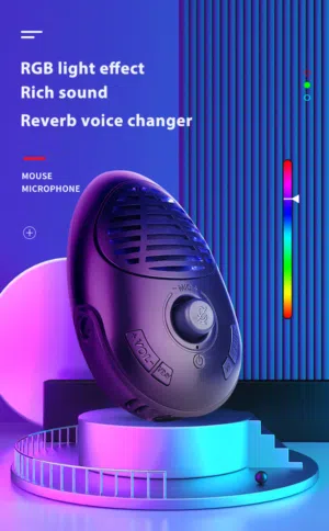 ميكرفون + سماعة مع اضاءة للموبايل والكمبيوتر Rgb USB Desktop Built In Speaker Condenser Microphone