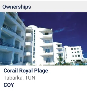 نعرض للبيع ملكية حصة زمنية (Timeshare) مميزة وموثقة في منتجع Corail Royal Plage الفاخر بتونس