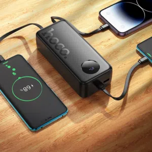 PowerBank Hoco 30,000 mAh باوربانك هوكو بقوة 30 الف مل امبير مع اسلاك شحن مدمجة و شاشة عرض فقط بـ45