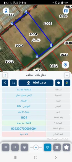 قطعة أرض بأميز مناطق القسطل مساحة 4 دونمات