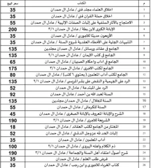 قائمة أسماء وأسعار تحقيقات عادل ال حمدان