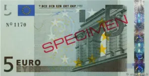 Live auction - 4290326 - 5 Euro Spécimen EUROPE 2002 P.01Vs