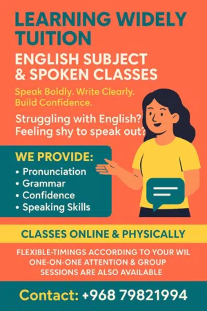 Tuition classes for For all subjects and English spoken courses