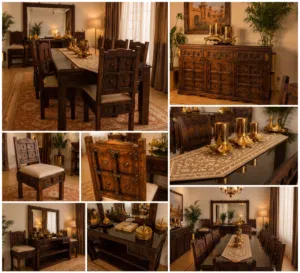 For sale elegant rajasthan solid wooden dining set
