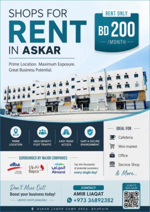 Shop Space For Rent in Askar  Near Alba & Bapco  50 SQM