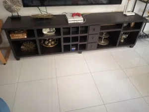 Modern Dark Espresso TV Stand / Media Console with Decor Rack & Drawers