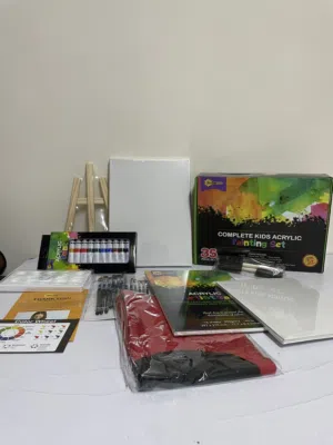 طقم رسم أكريليك متكامل (Complete Kids Acrylic Painting Set) – يحتوي على 35 قطعة