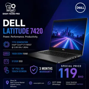 Dell Latitude 742011th Generation i7-1185G7 @ 3.00 GHz 1.8GHz 16GB DDR4 RAM 512GB SSD 14” Display to
