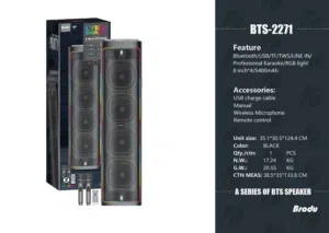 سماعة شحن متنقلة فل مواصفات عالية جودة مع اثنين مايكروفون لاسلكي نظام شحن 8 انش رباعية  BTS -2271