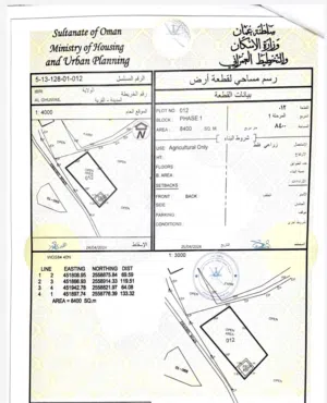 للبيع ارض زراعية تحت شارع من جهتين