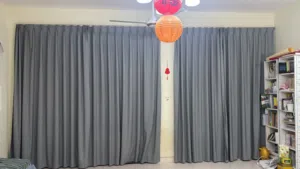 blue curtains