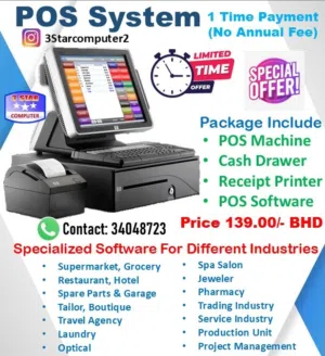 POS System With POS Software Cash Drawer, Receipt Printer Only 1 Time Payment, Use Lifetime