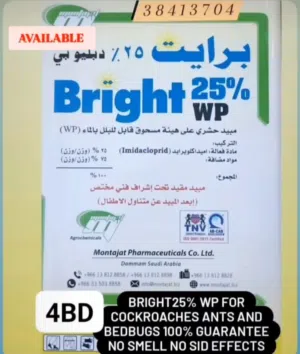 Bright 25% WP for cockroaches ants and bedbugs 100% guarantee