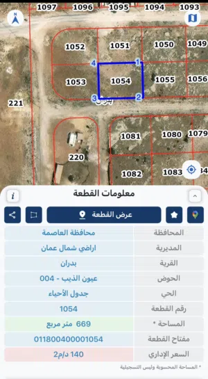سكنية مميزة للبيع في بدران – حوض عيون الذيب  موقع استراتيجي وسعر مغري