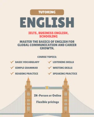 English teaching for IELTS, Business English and students grade 4 through 12. IGCSEs, As/A Levels