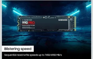 هارد سامسونج الغني عن التعريف SSD Nvme m.2 990 Pro Gen4 ذاكرة 2 تيرا بايت استعمال مرة واحدة فقط