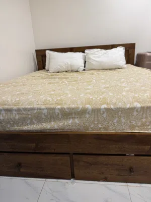 Bed, mattress, wardrobe