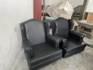 طقم كراسي جلد (قطعتين) - لون أسود