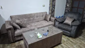 صوفا بيد بتفتح بتصير تخت مع كرسي ريكلاينر أصلي كلاهما جداد