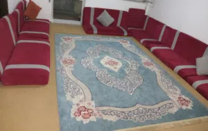 سلام عليكم عندي جلسة كوسه وملمسها حلو برضو سجاد الازرق فاتح وسجاد لي تحته بسعر كويس
