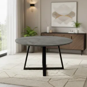 طاولة قهوة دائرية بتصميم عصري باللون الرمادي الفاخر - RDT806 - 1 L
