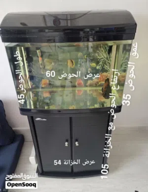 للبيع عالسوم حوض مع الخزانة وسمكة وفلتر خارجي-مستعمل