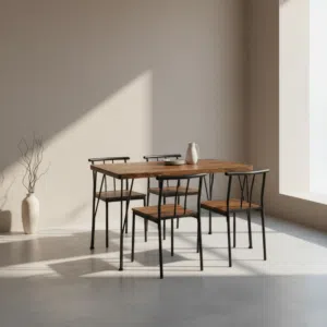 طقم طاولة طعام خشب مع 4 كراسي - تصميم مودرن صناعي - DO1150L