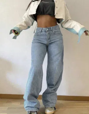 بنطلون جينز ستاتي واسع  كوالتي عالية