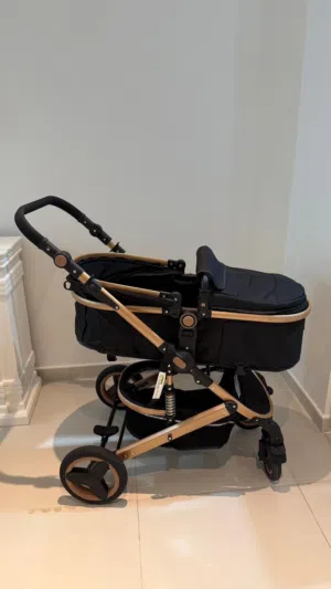3-in-1 Baby Stroller – Black Gold  Excellent Condition
