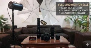 Canon 80D Pro Studio Bundle Multiple Lenses + Dual Umbrella Lighting