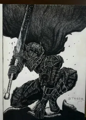 رسمتي من انمي بيرسيرك متاحة للبيع رسمه واحدة فقط مع إطار، الأبعاد  42×29 cm حجم A3